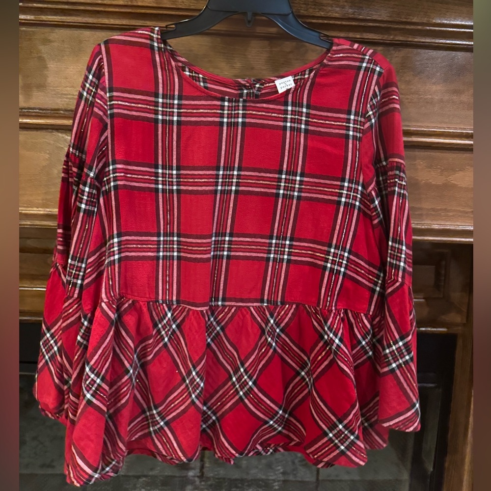 Elegant Red Plaid Women's Blouse